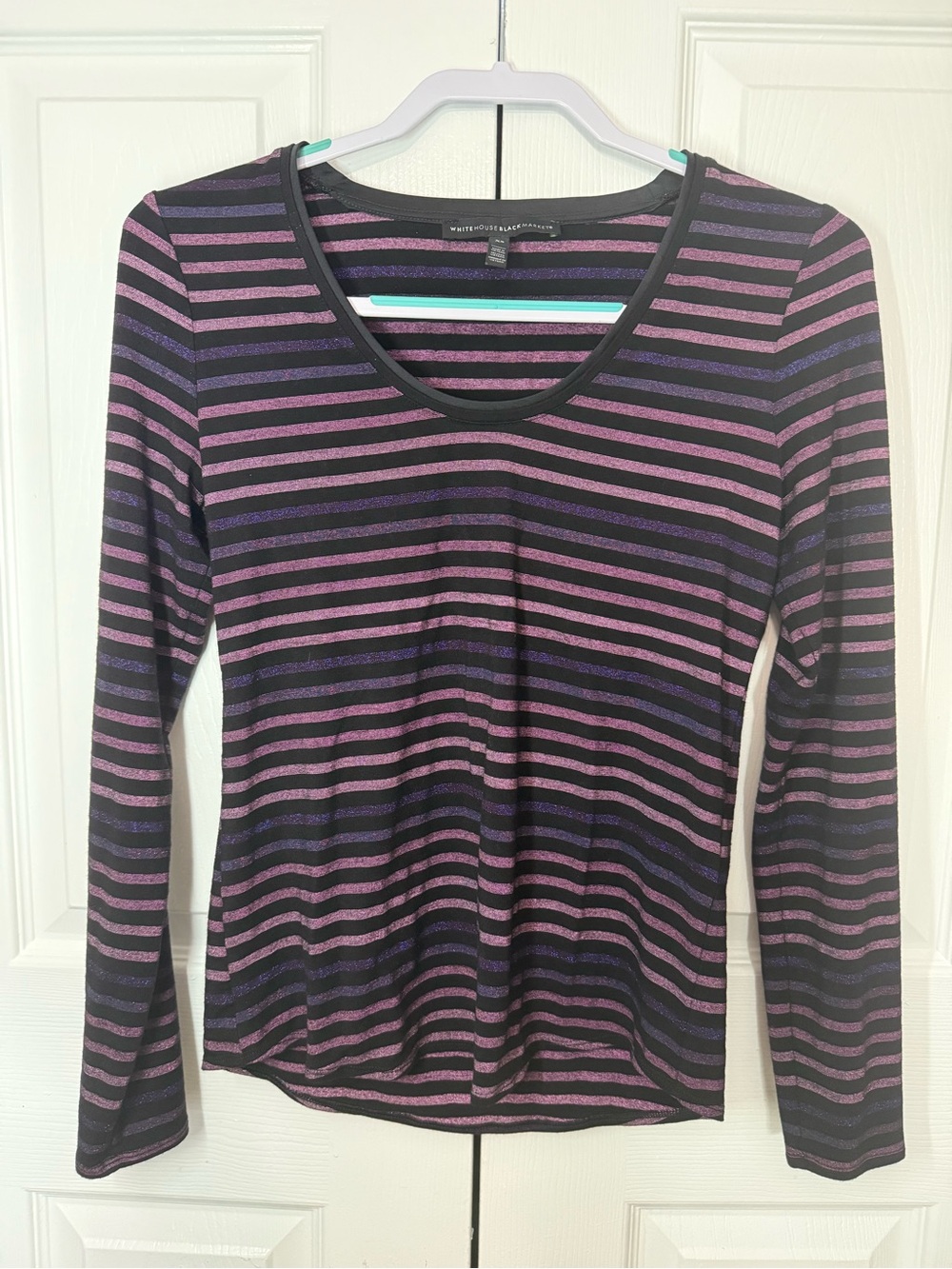 White House Black Market XS Striped Stretch Top
